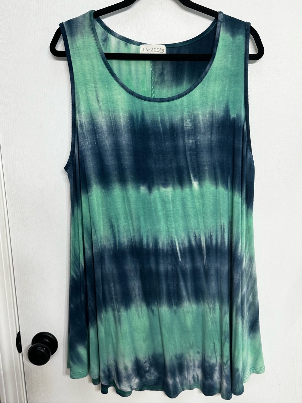 LARACE Tie-Dye Scoop Neck Tank Top - Teal & Navy